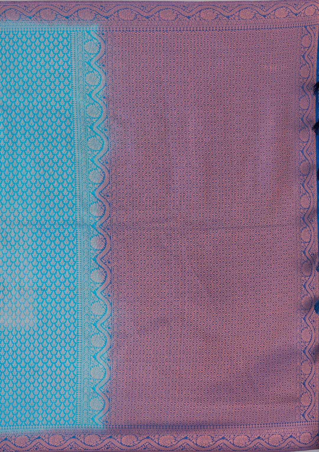 Turquoise Blue Zariwork Soft Silk Saree-Koskii