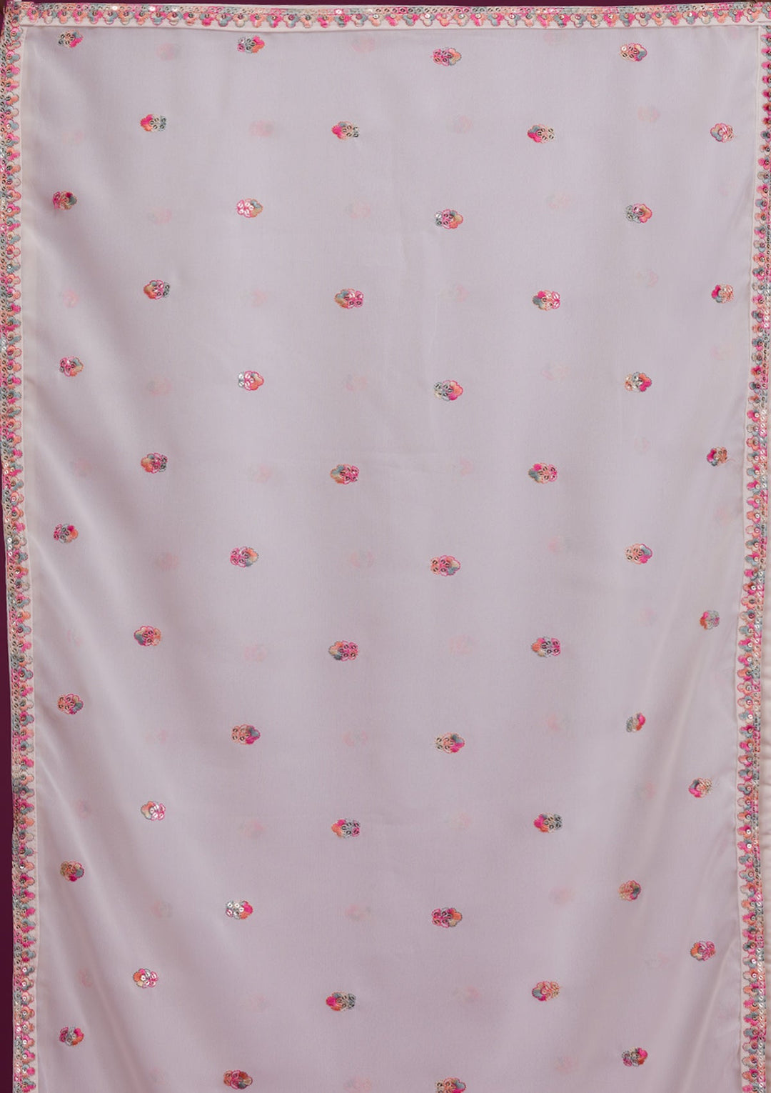 White Kashmiri Threadwork Georgette Readymade Salwar Kameez-Koskii