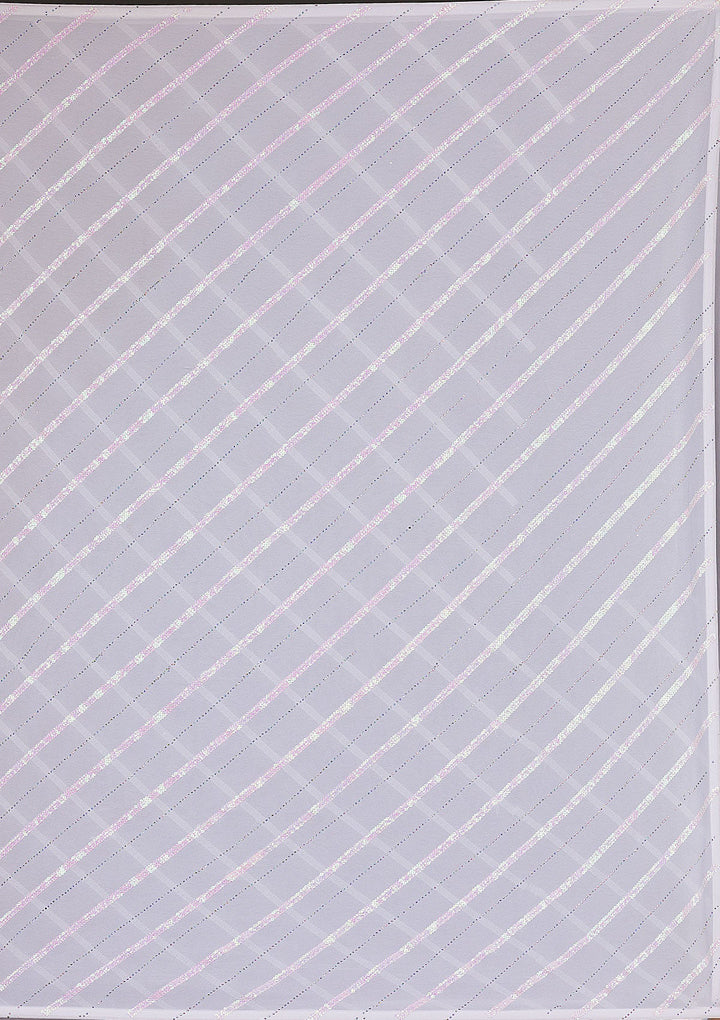 White Swarovski Georgette Saree-Koskii