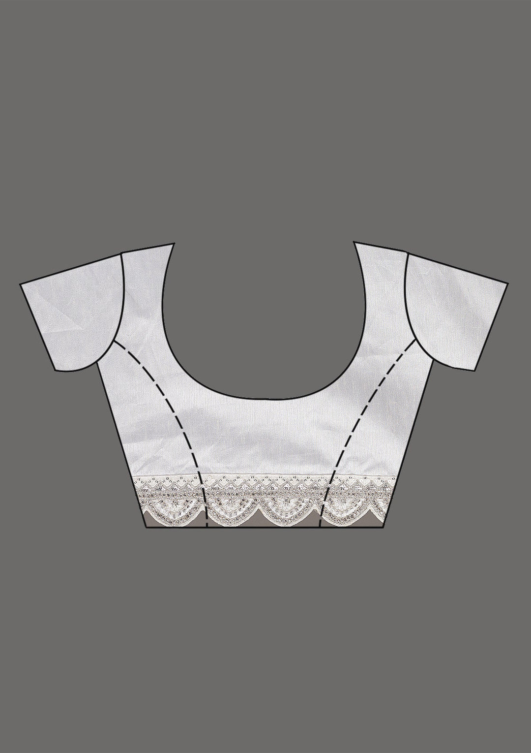 White Threadwork Net Saree-Koskii