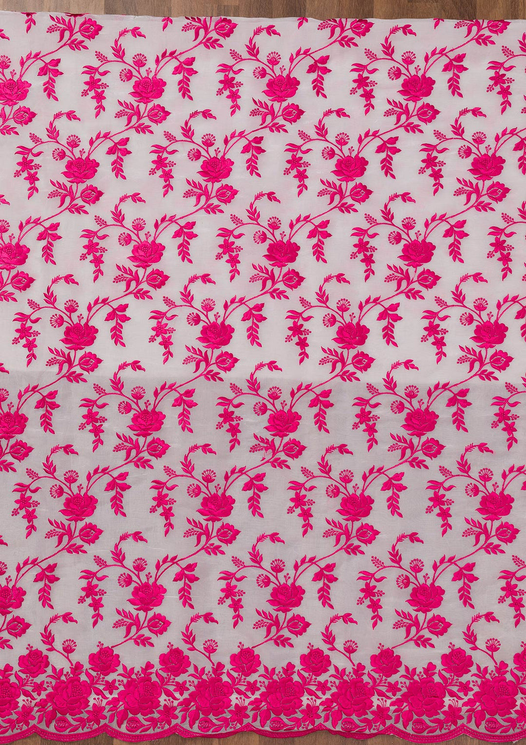 White Threadwork Tissue Unstitched Salwar Suit-Koskii