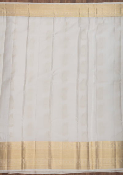 White Zariwork Pure Silk Saree-Koskii