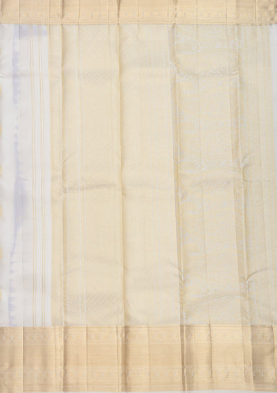 White Zariwork Pure Silk Saree-Koskii