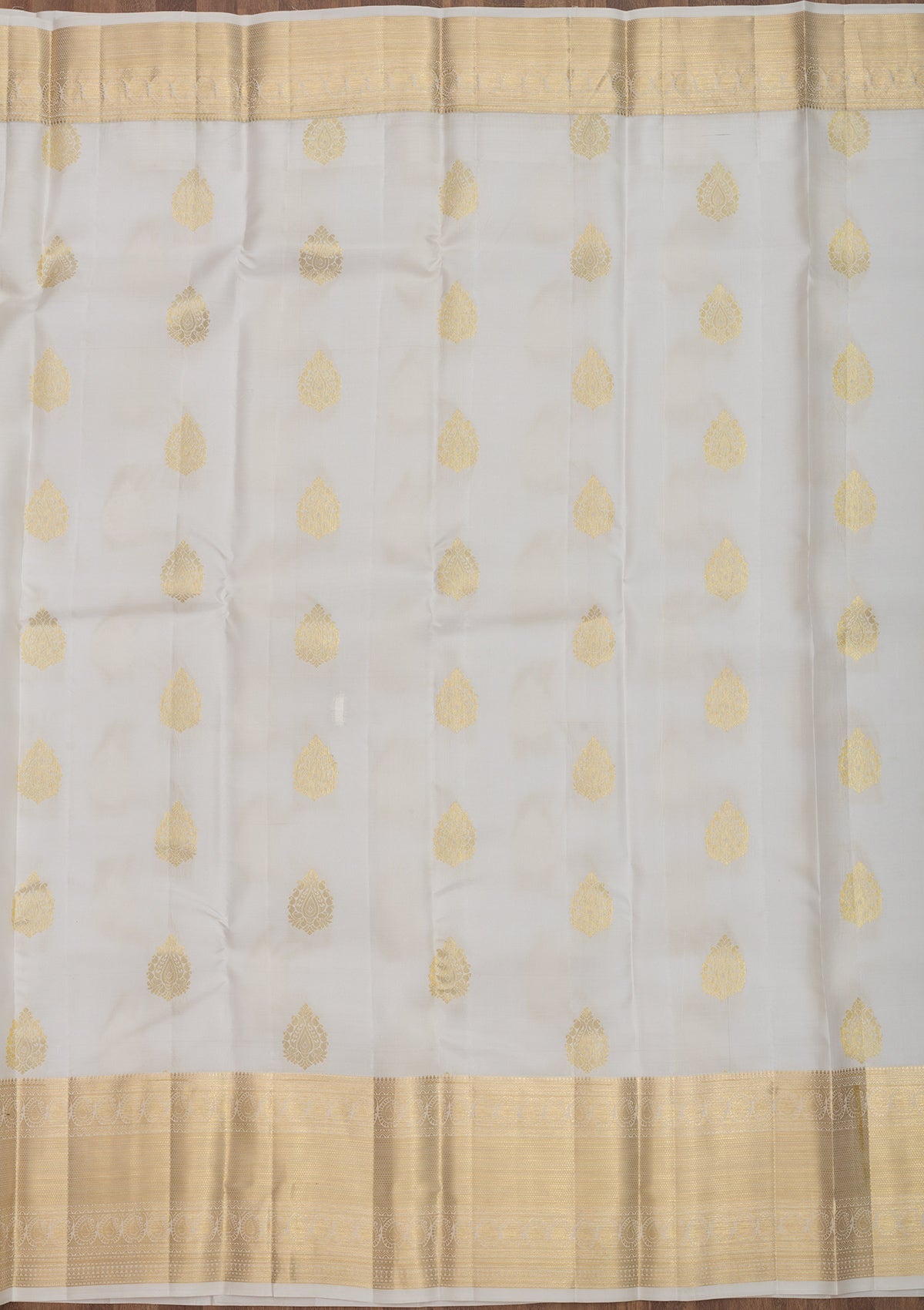 White Zariwork Pure Silk Saree-Koskii