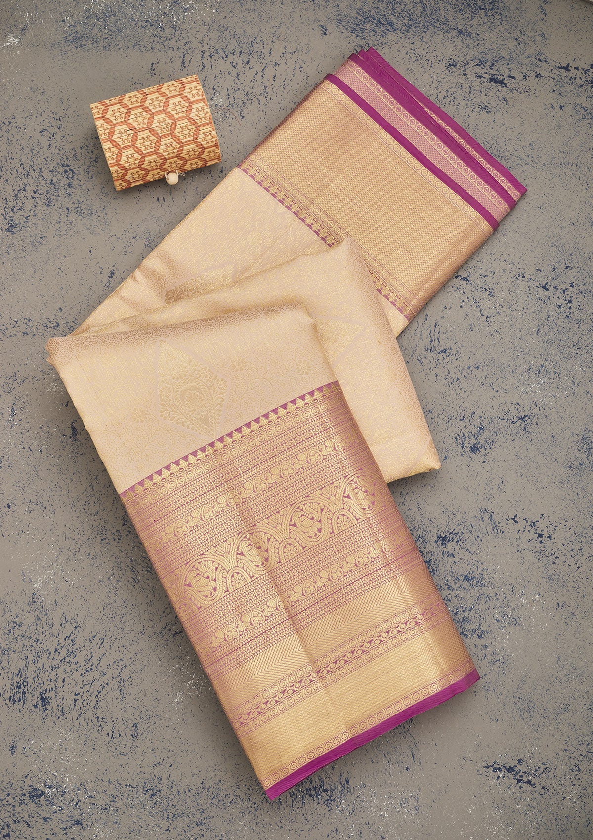 White Zariwork Pure Silk Saree-Koskii