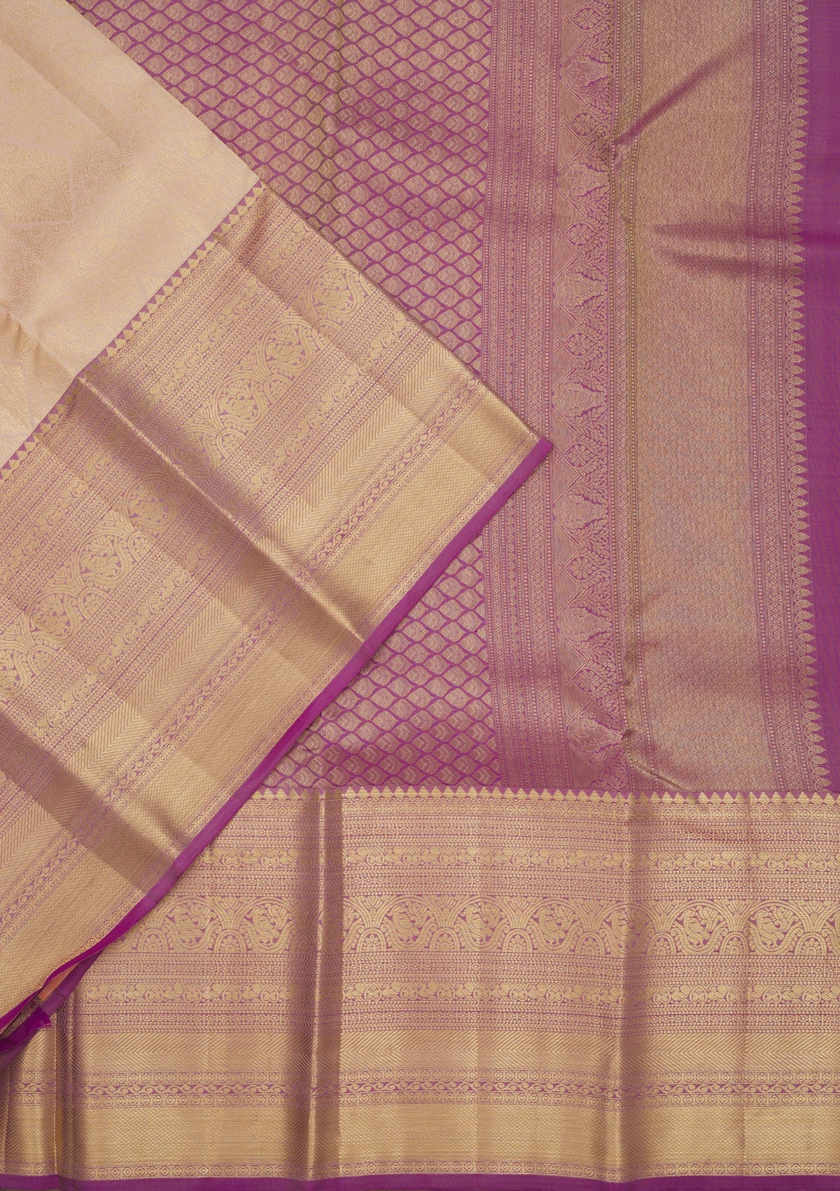 White Zariwork Pure Silk Saree-Koskii