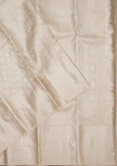 White Zariwork Pure Silk Saree-Koskii