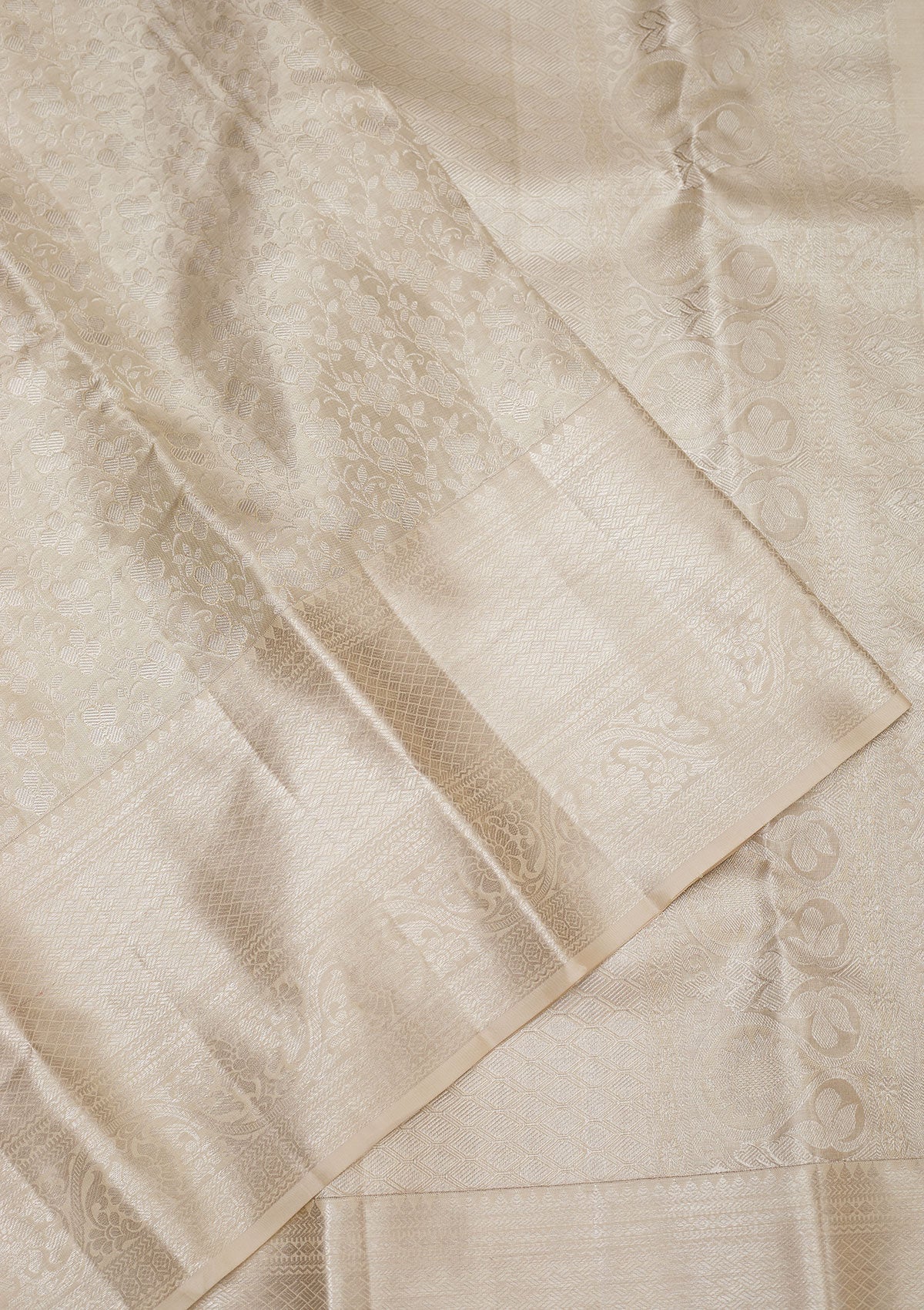 White Zariwork Pure Silk Saree-Koskii