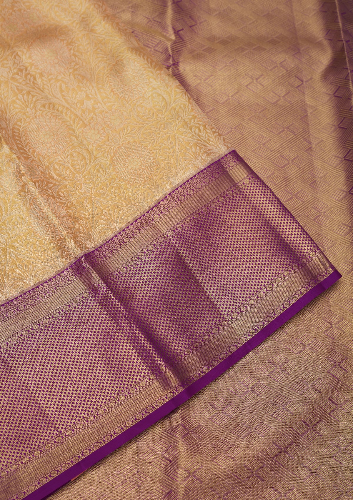 Cream Zariwork Pure Silk Saree-Koskii