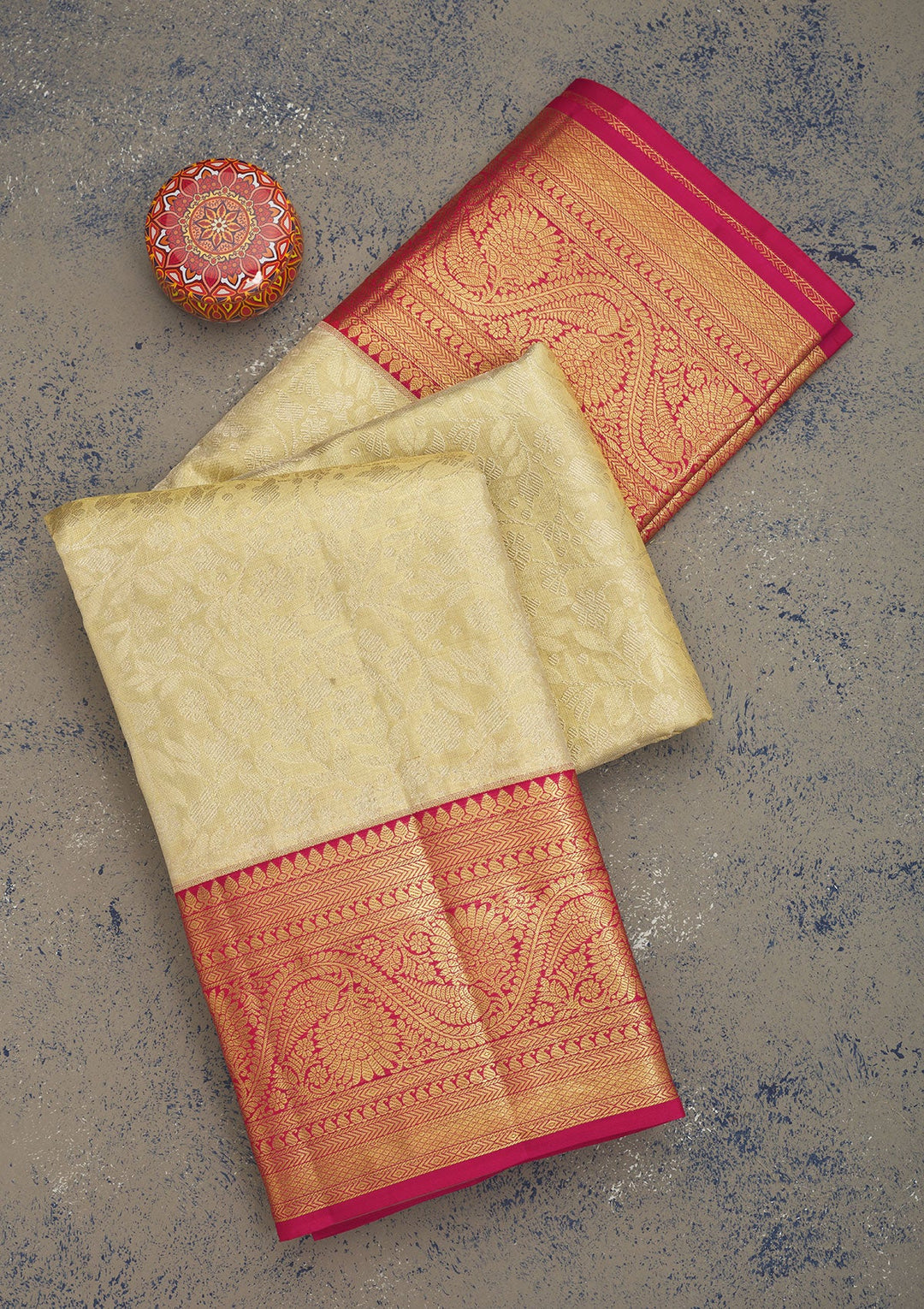 White Zariwork Pure Silk Saree-Koskii