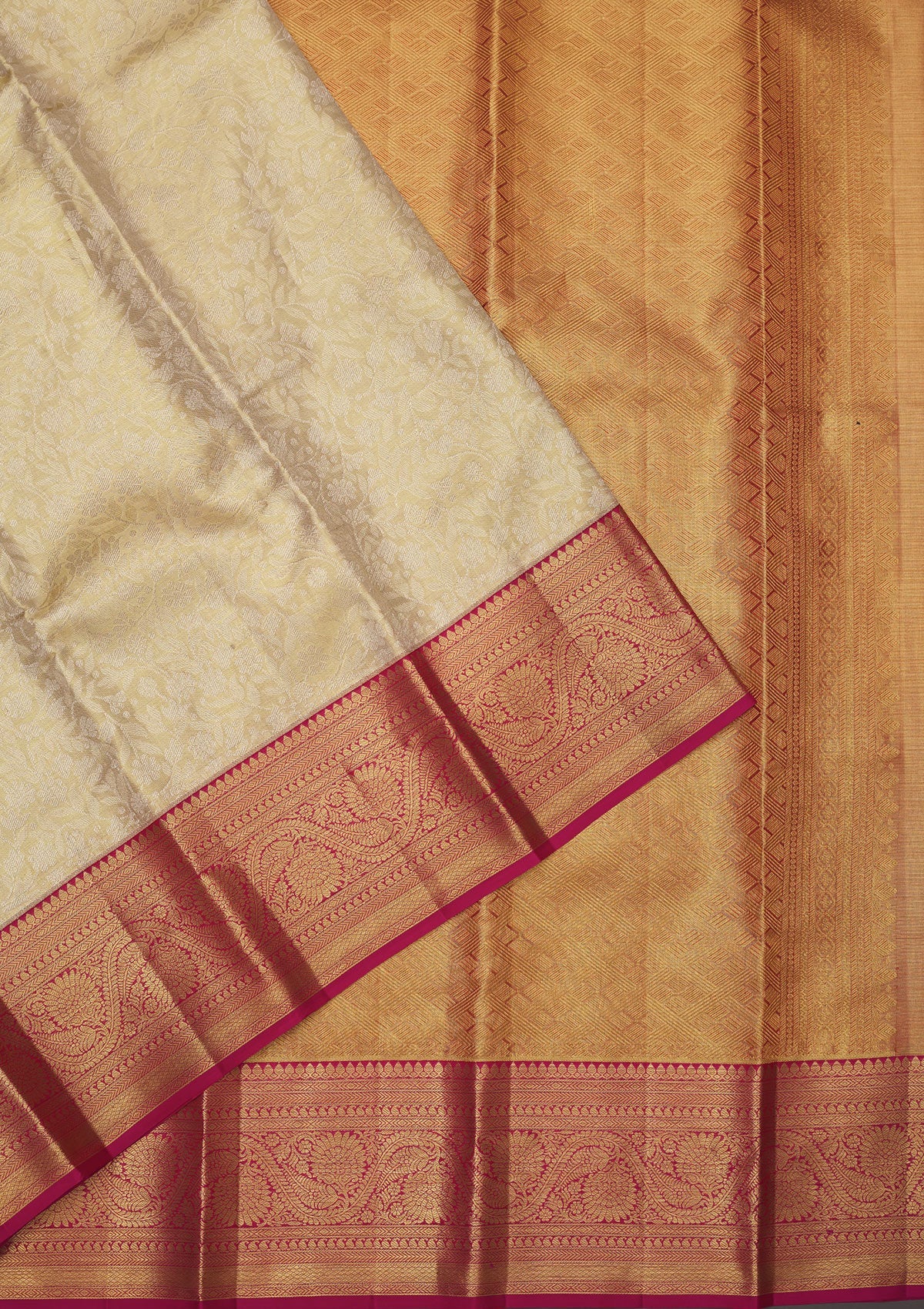 White Zariwork Pure Silk Saree-Koskii