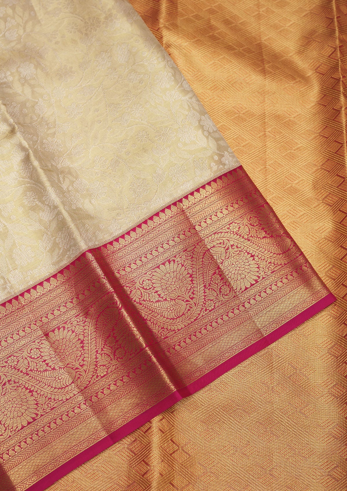 White Zariwork Pure Silk Saree-Koskii