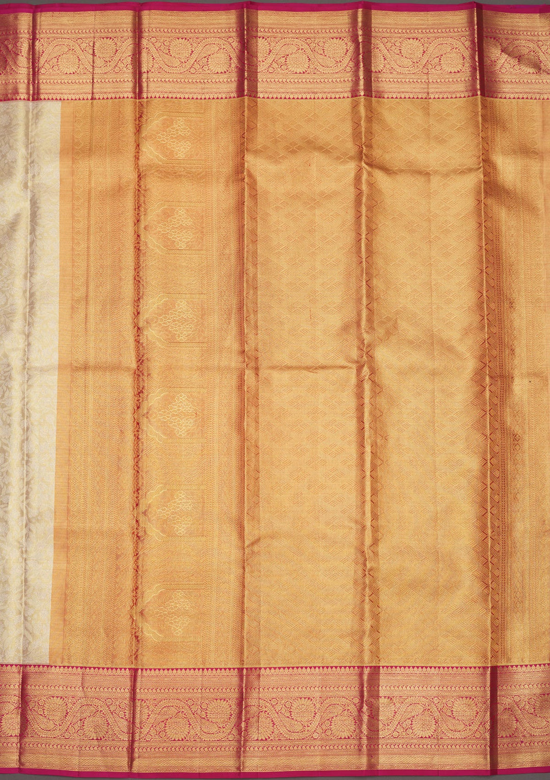 White Zariwork Pure Silk Saree-Koskii