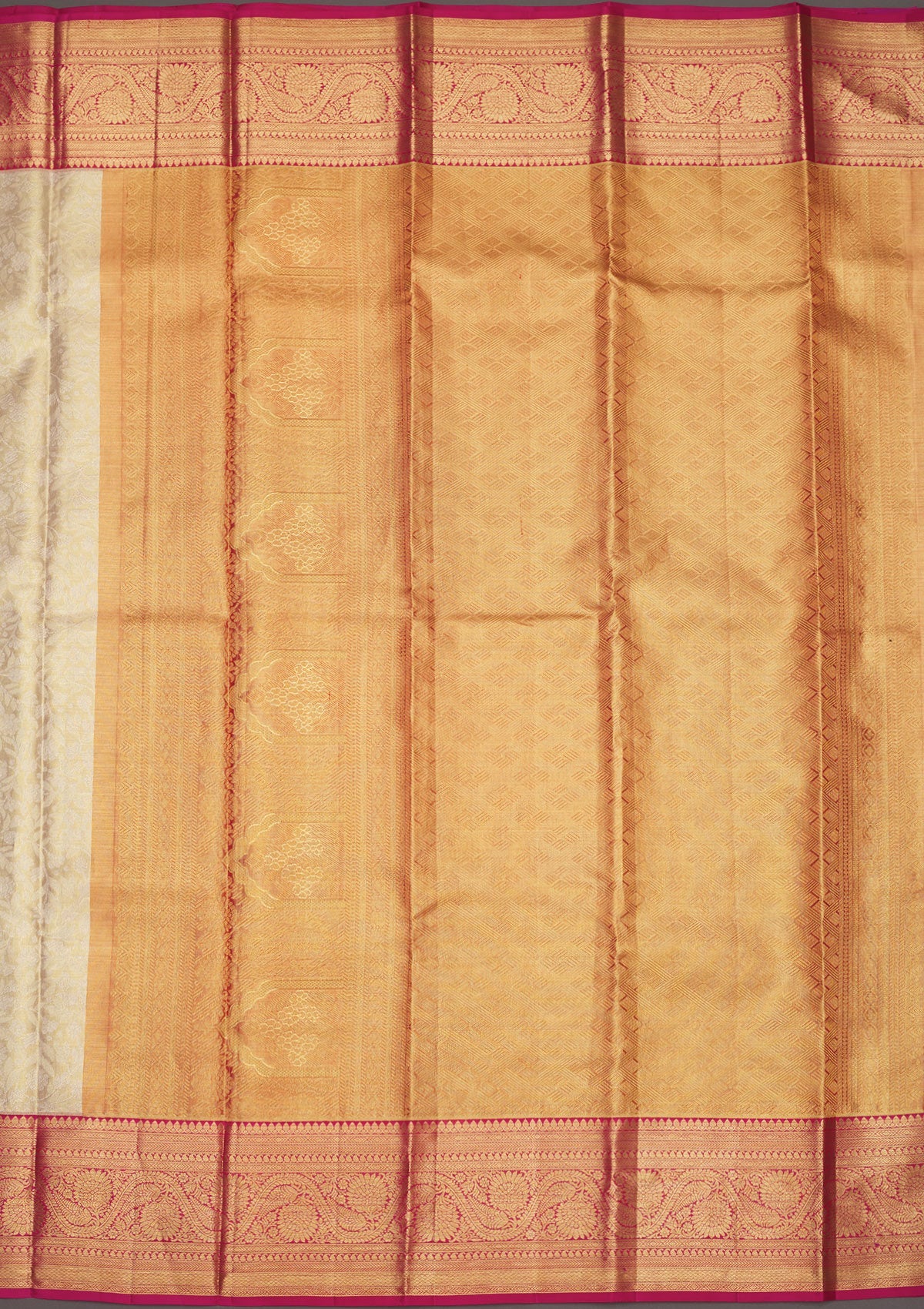 White Zariwork Pure Silk Saree-Koskii