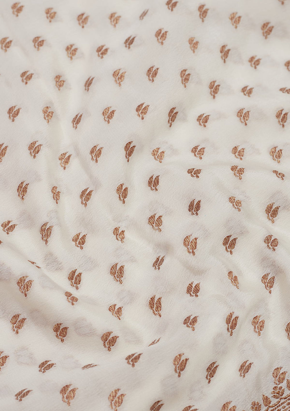 White Zariwork Pure Silk Saree-Koskii