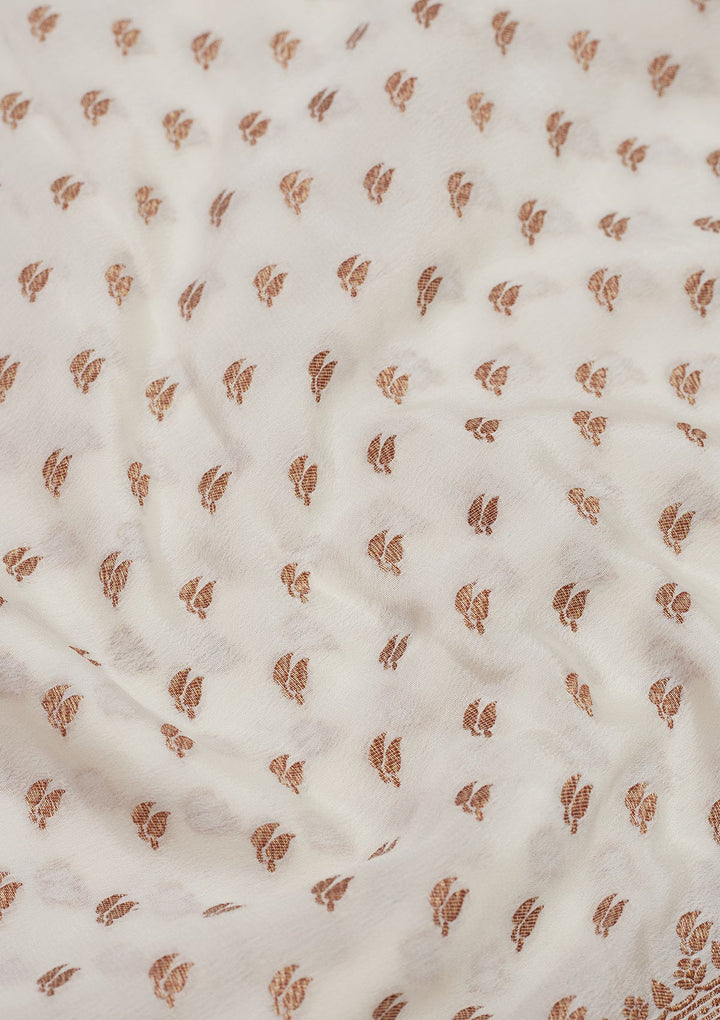 White Zariwork Pure Silk Saree-Koskii