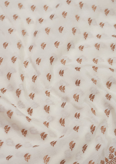 White Zariwork Pure Silk Saree-Koskii