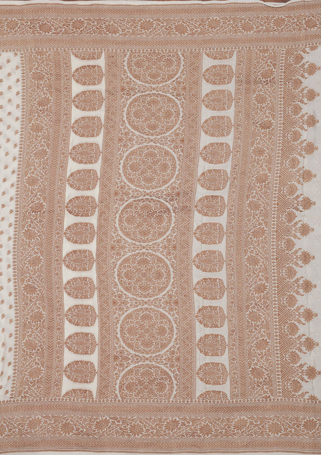 White Zariwork Pure Silk Saree-Koskii
