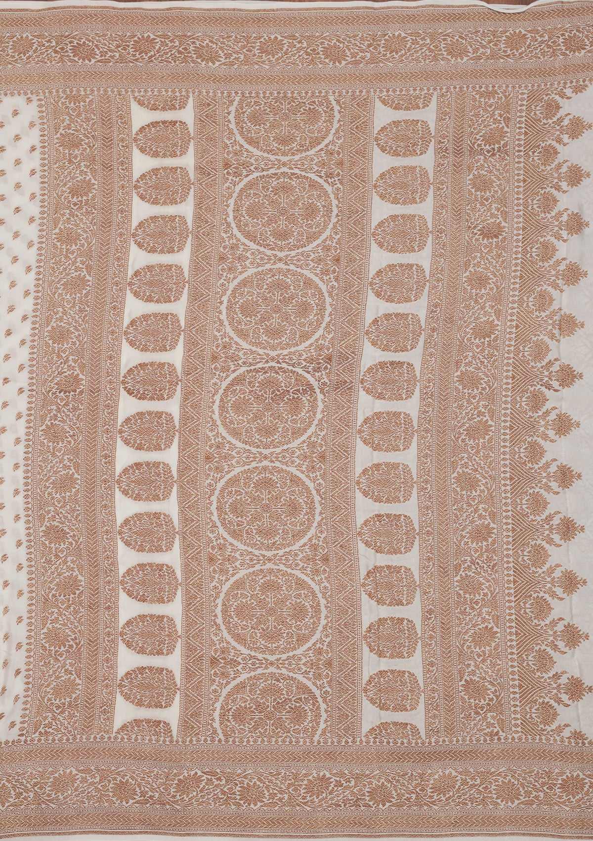 White Zariwork Pure Silk Saree-Koskii