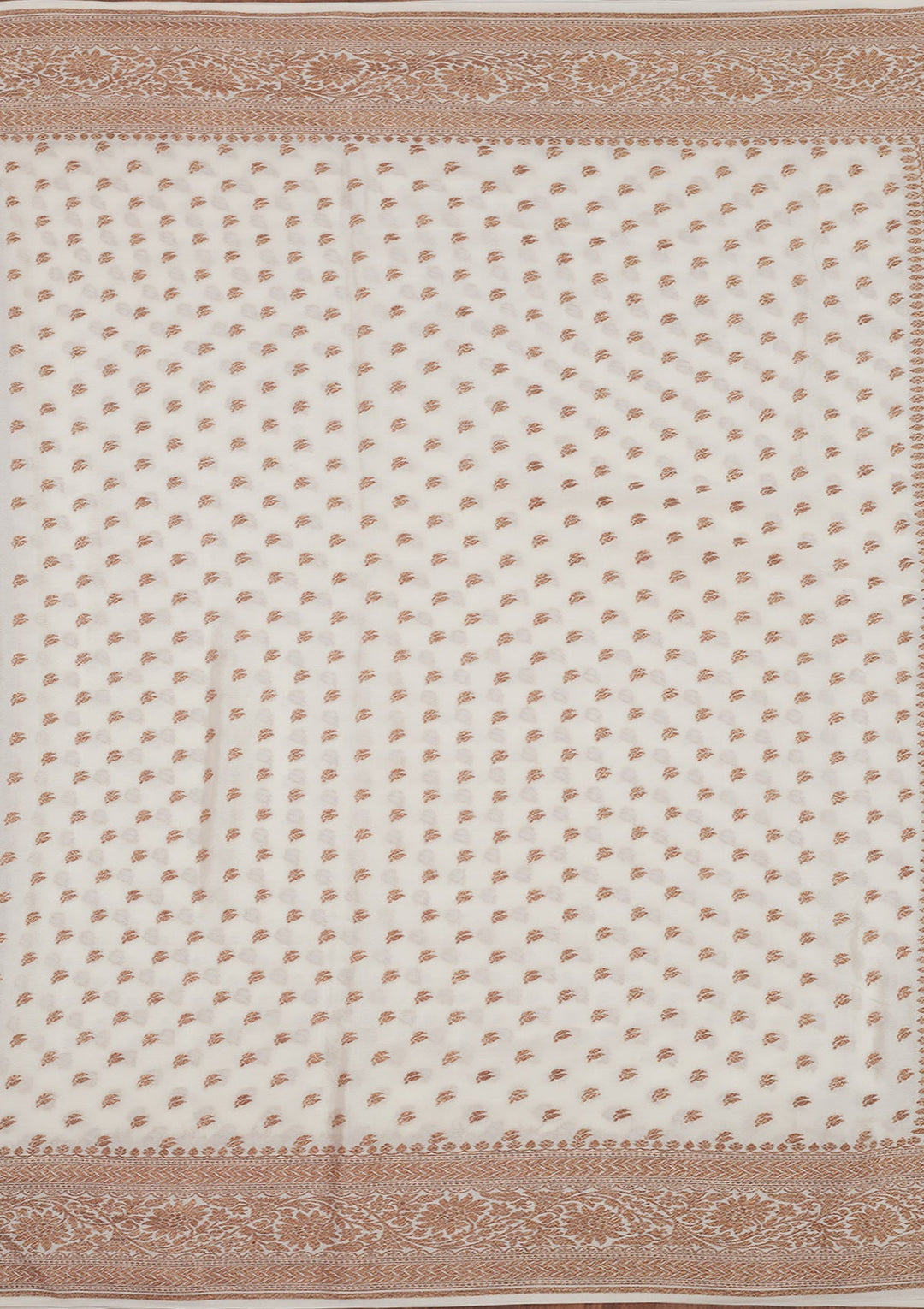 White Zariwork Pure Silk Saree-Koskii