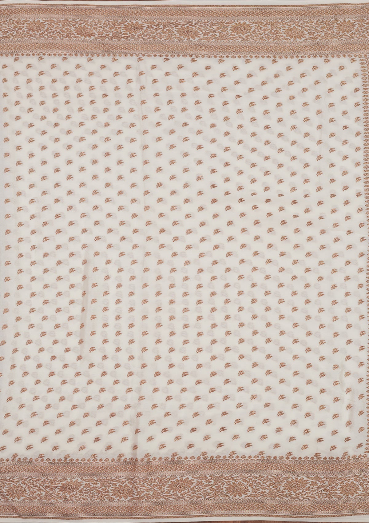 White Zariwork Pure Silk Saree-Koskii