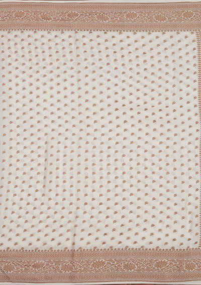 White Zariwork Pure Silk Saree-Koskii