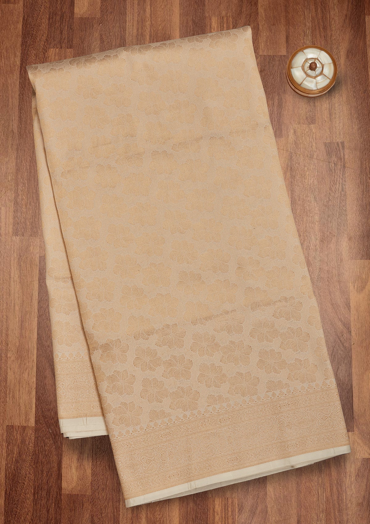 White Zariwork Pure Silk Saree-Koskii