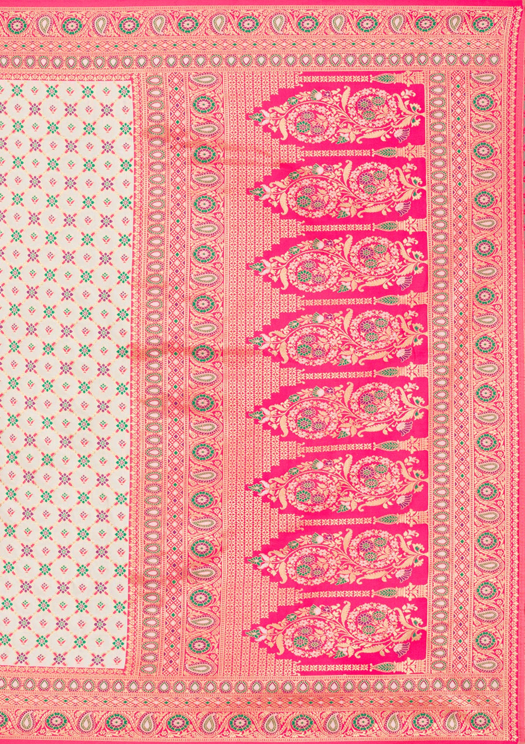 White Zariwork Banarasi Silk Saree