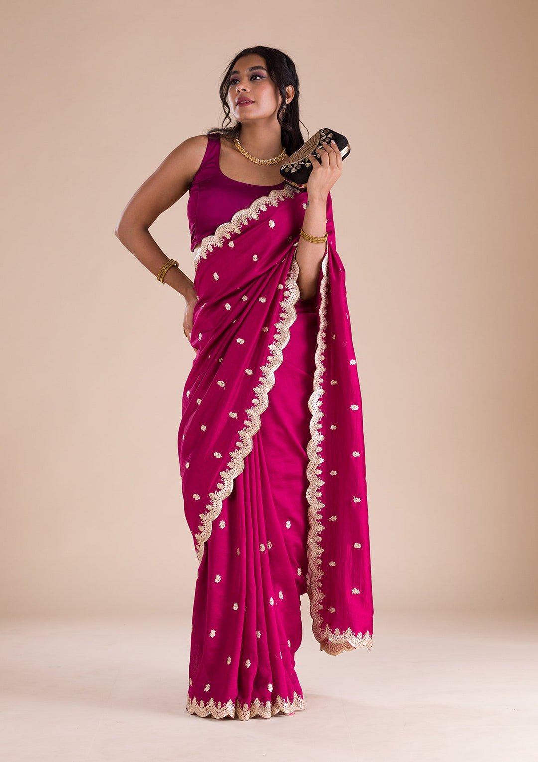 Wine Gotapatti Raw Silk Saree-Koskii