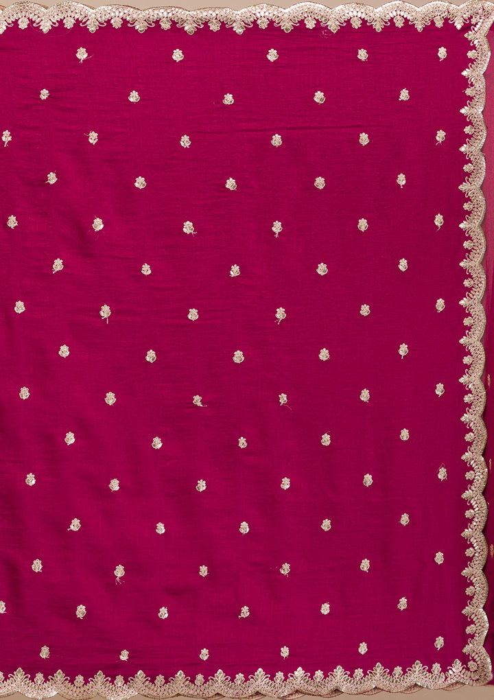 Wine Gotapatti Raw Silk Saree-Koskii