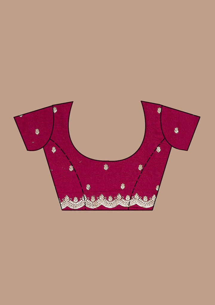 Wine Gotapatti Raw Silk Saree-Koskii