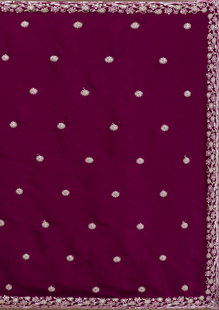 Wine Gotapatti Satin Saree-Koskii