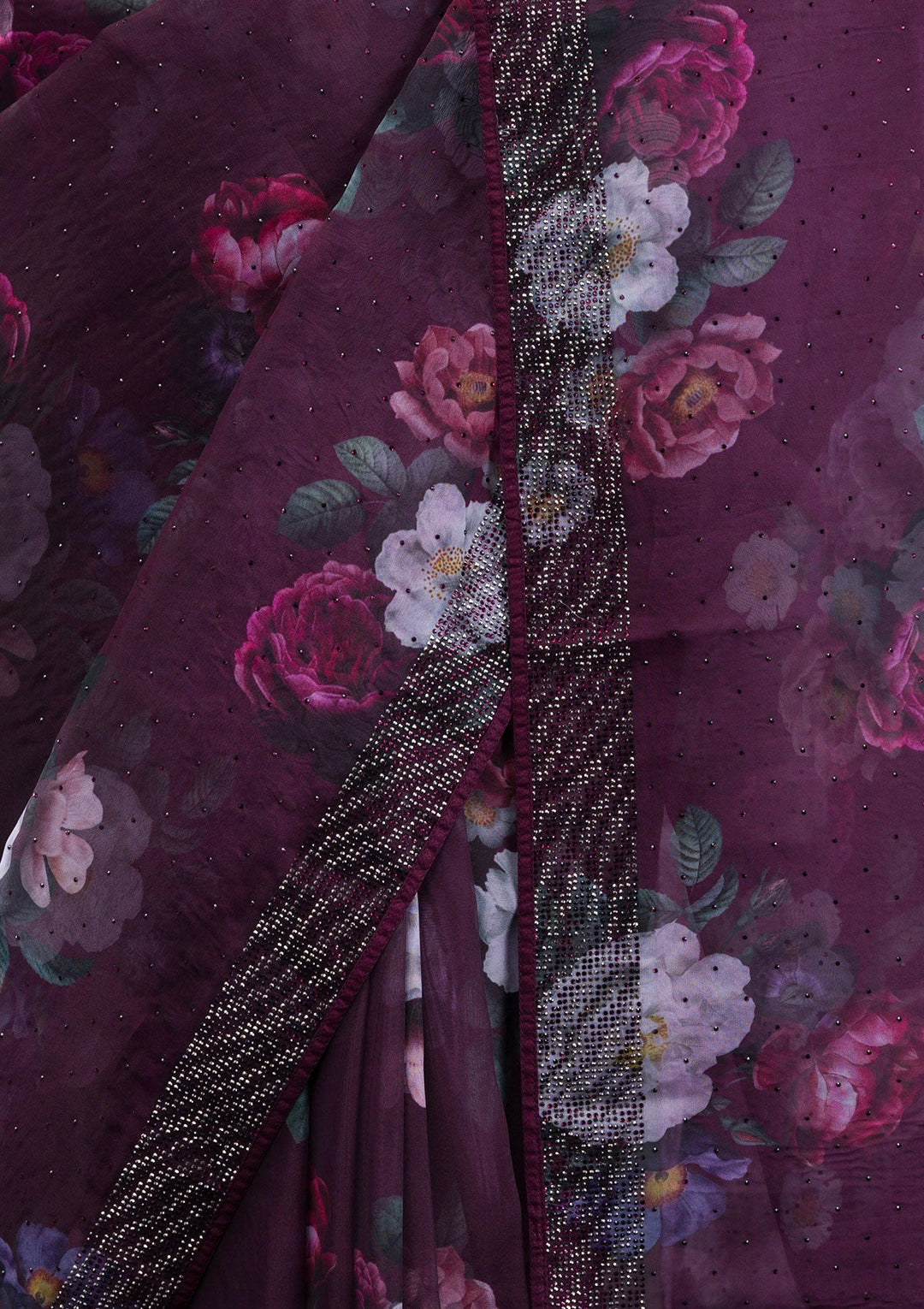 Mauve Stonework Shimmer Designer Saree-Koskii