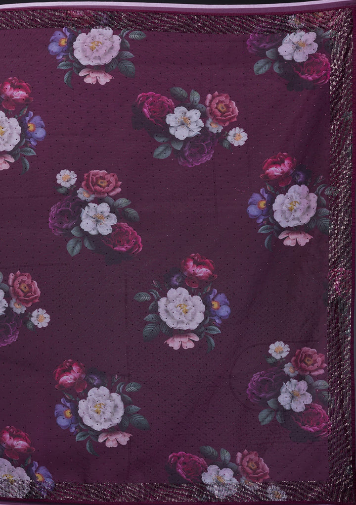 Mauve Stonework Shimmer Designer Saree-Koskii