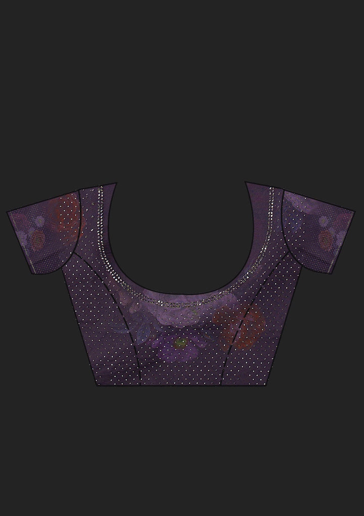 Mauve Stonework Shimmer Designer Saree-Koskii