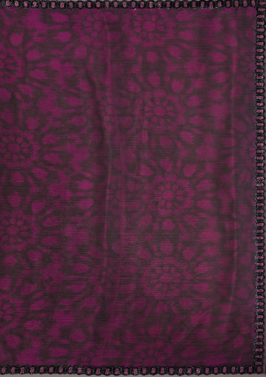 Wine Printed Organza Saree-Koskii