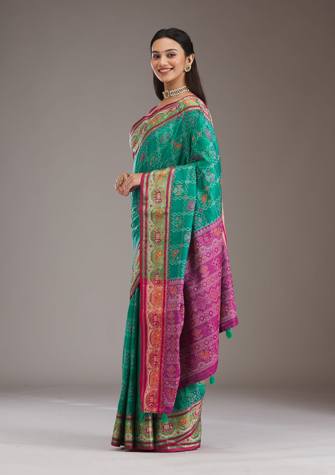 Wine Printed Silk Saree-Koskii