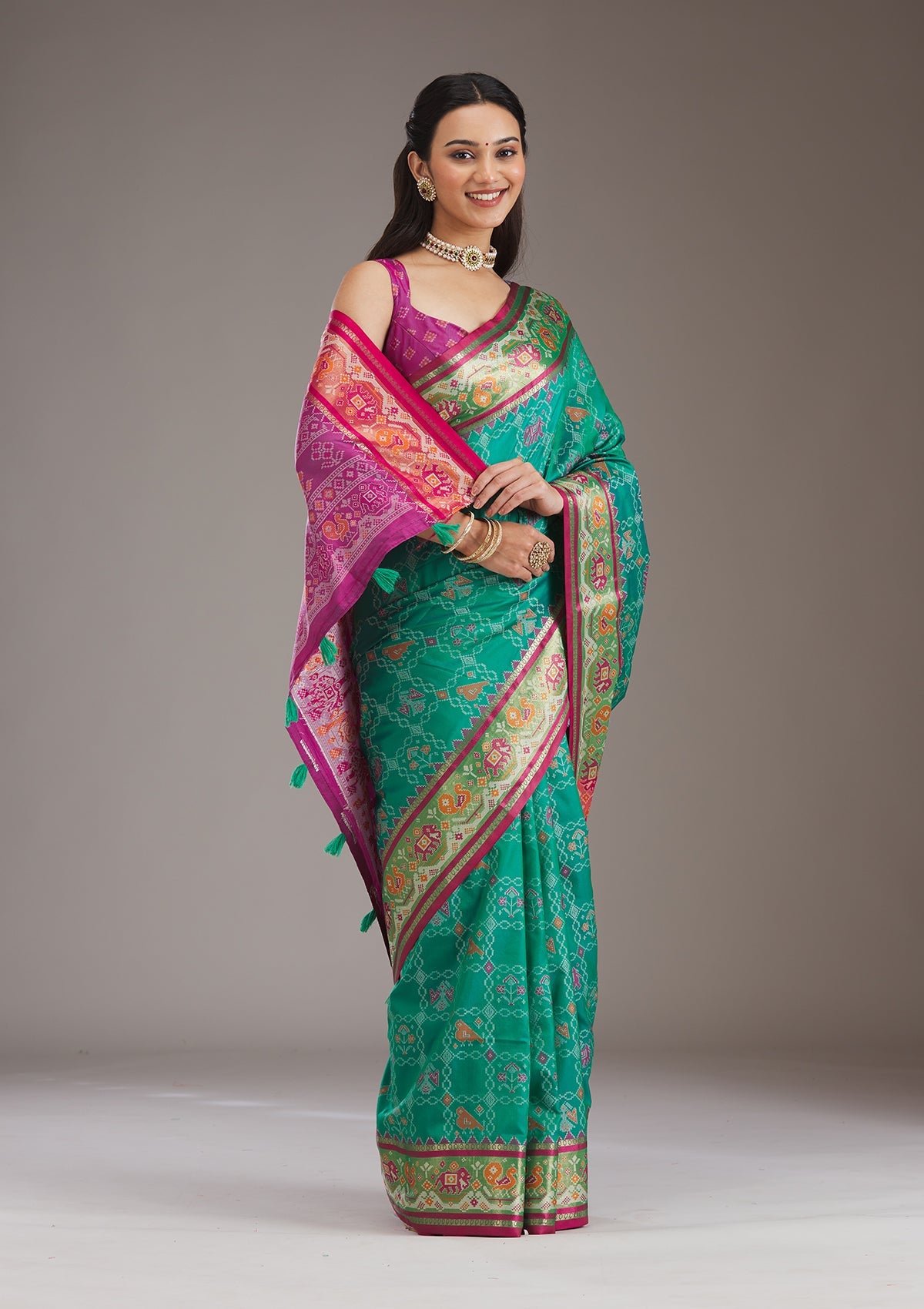 Wine Printed Silk Saree-Koskii