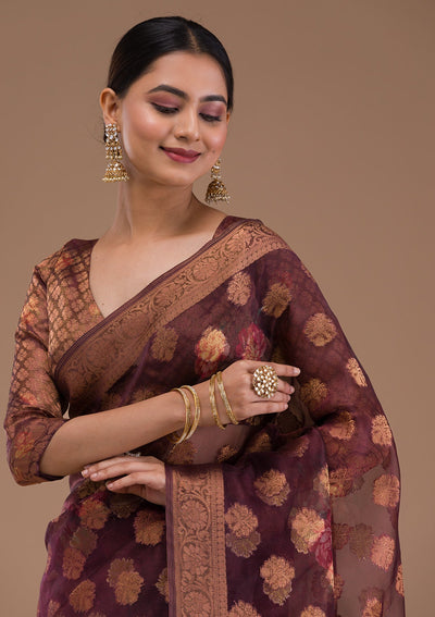 Grey Stonework Tissue Designer Saree-Koskii