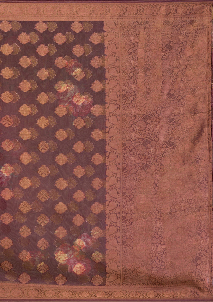 Peach Stonework Tissue Designer Saree-Koskii
