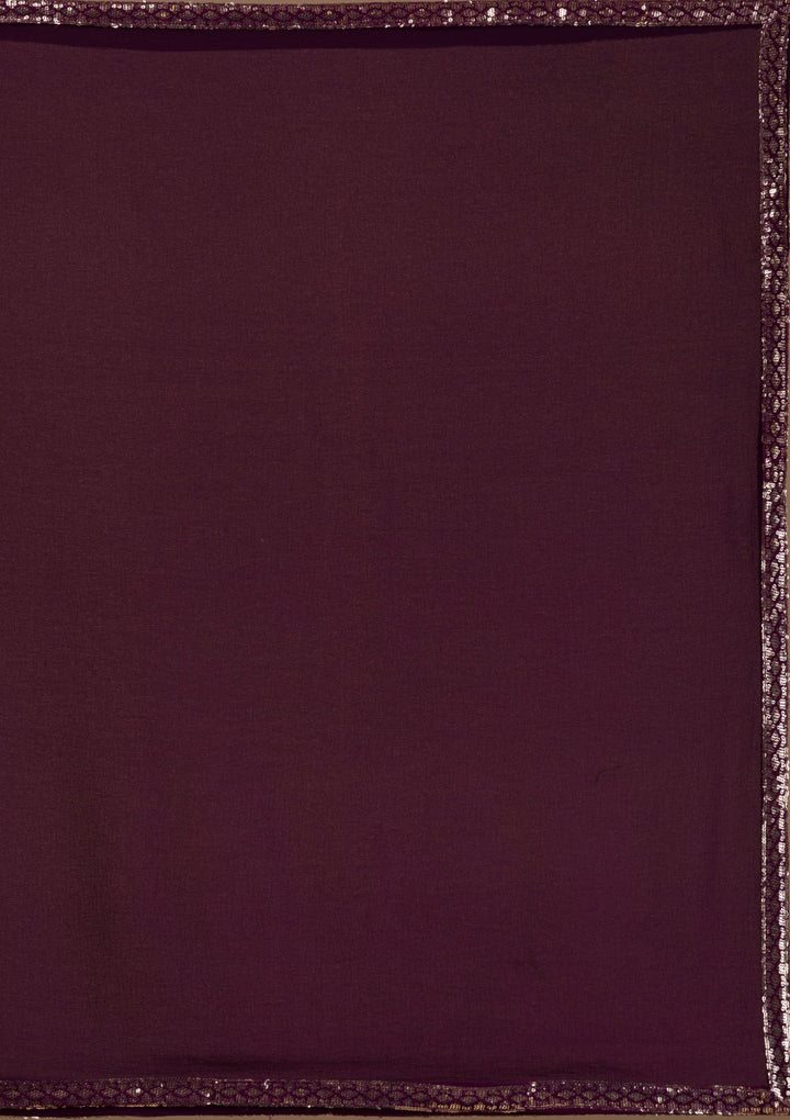 Wine Sequins Georgette Readymade Salwar Suit-Koskii