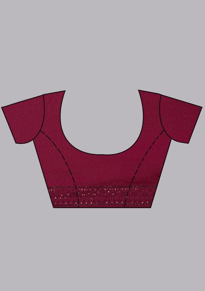 Wine Sequins Georgette Saree-Koskii