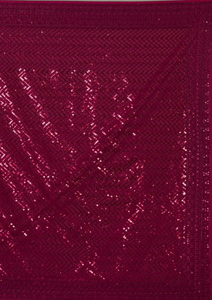 Wine Sequins Georgette Saree-Koskii