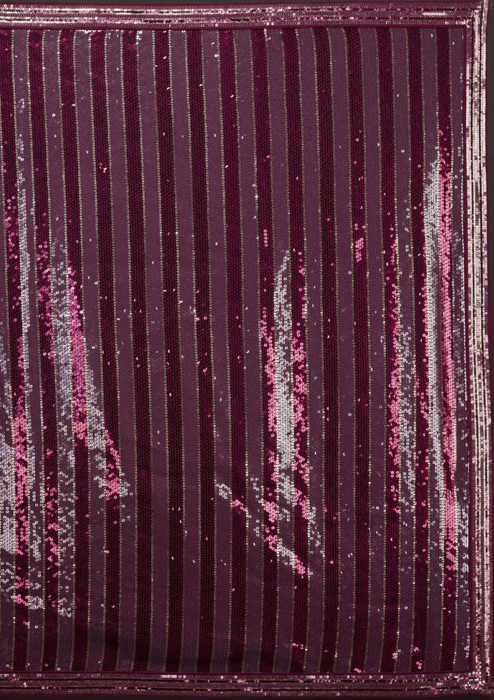 Wine Sequins Georgette Saree-Koskii