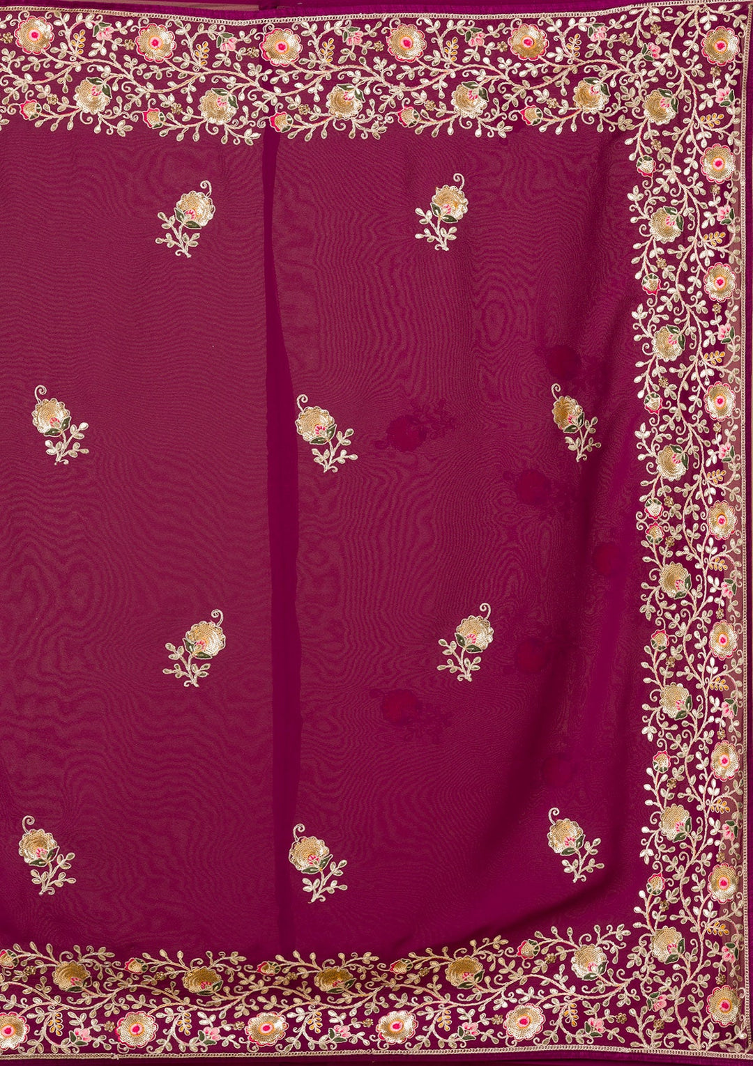 Wine Sequins Georgette Saree-Koskii