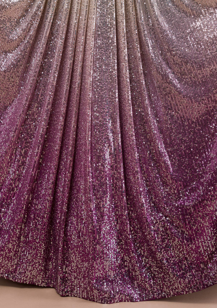 Wine Sequins Lycra Readymade Lehenga-Koskii