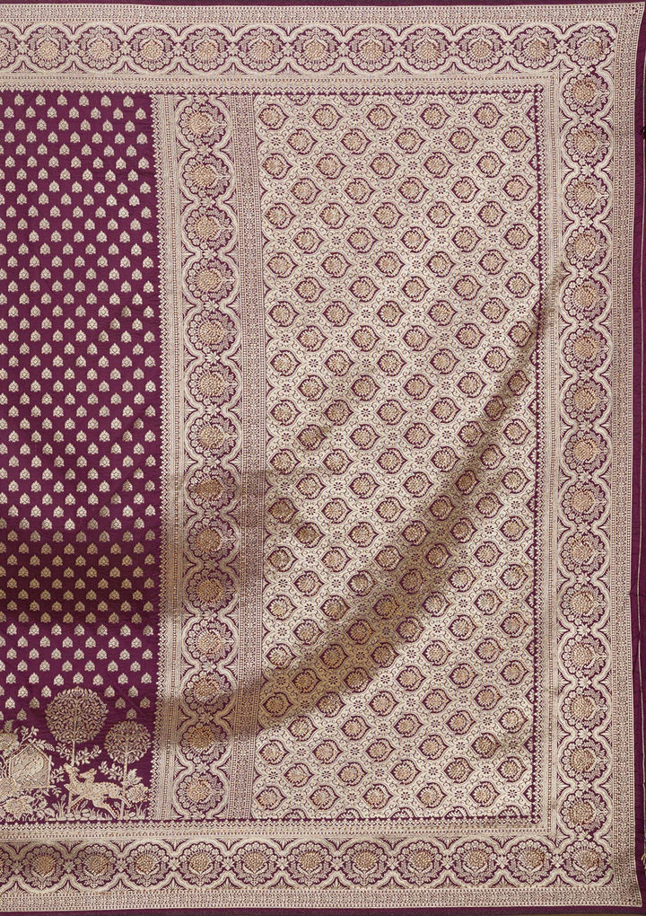 Wine Stonework Art Silk Saree-Koskii