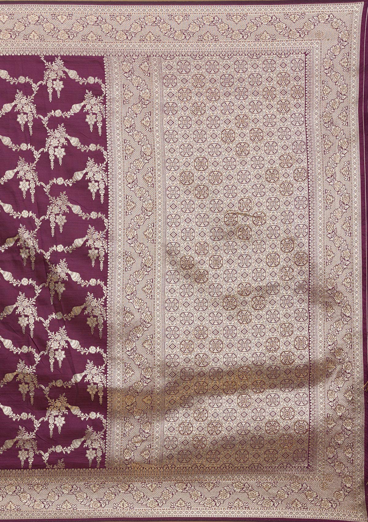 Wine Stonework Art Silk Saree-Koskii