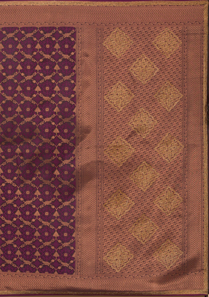 Wine Stonework Art Silk Saree-Koskii
