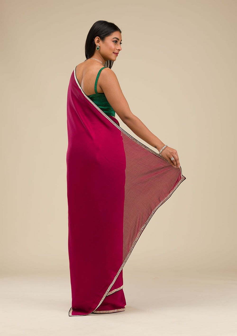 Wine Stonework Art Silk Saree-Koskii